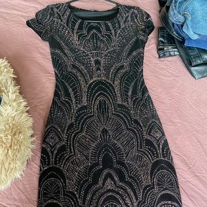 Black with gold sparkle pattern dress-Size XXS